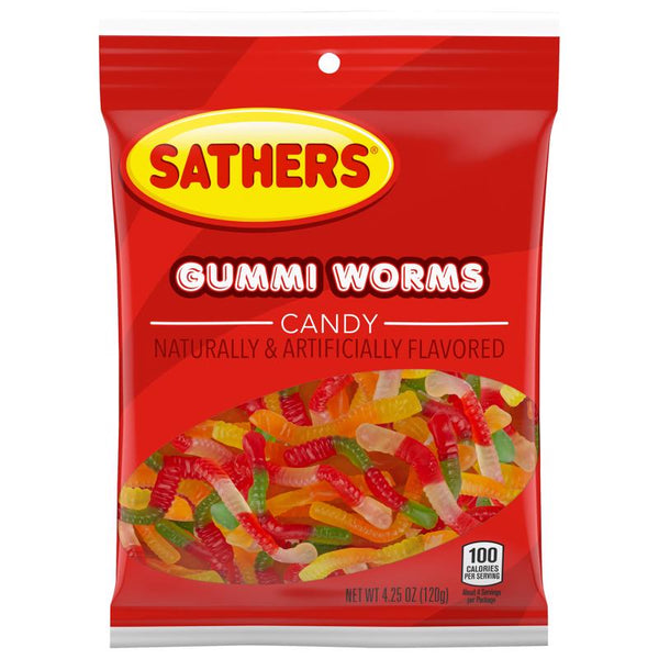Sathers Fruity Worms Gummi Candy 4-1/4 oz. (Pack of 12)