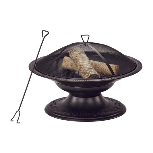 Living Accents  Round Pedestal  Wood  Fire Pit  19 in. H x 29 in. W x 29 in. D Steel