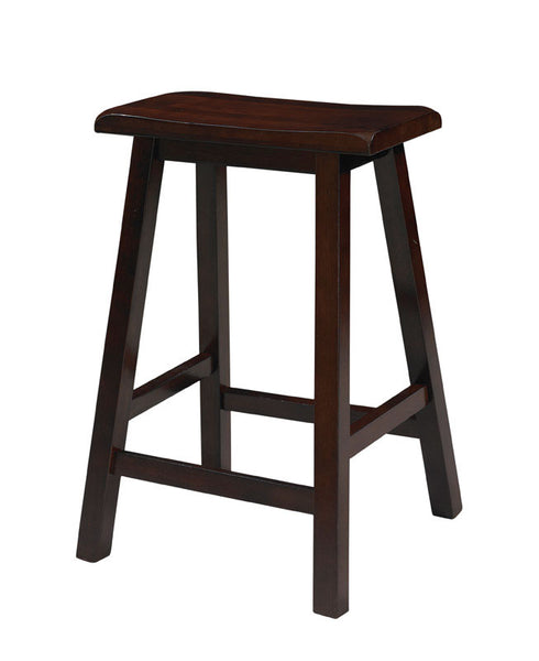 Taburete de madera con asiento de silla de montar de estilo transicional de color marrón de Linon Home Decor