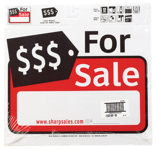 Hy-Ko English For Sale Sign Plastic 12 in. H x 13 in. W (Pack of 3)