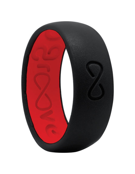 Groove Life Unisex Round Midnight Black/Raspberry Red Wedding Band Silicone Water Resistant Size 9