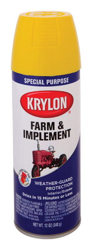 Krylon Weather Guard Protection Gloss John Deere Yellow Farm & Implement Spray Paint 12 oz. (Pack of 6)