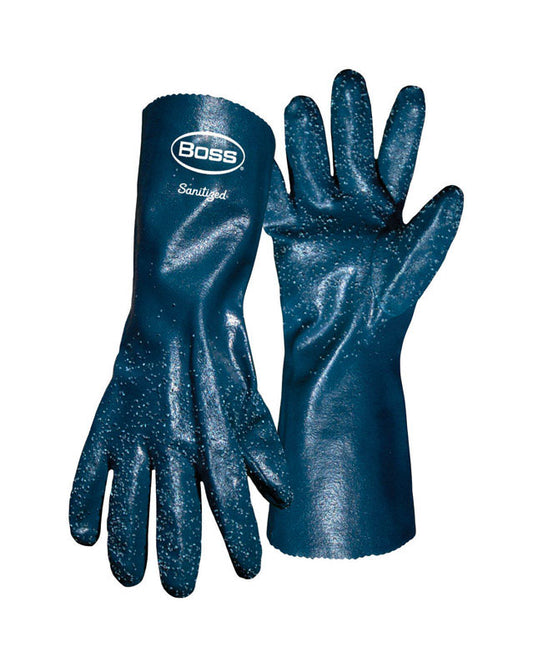 Boss Ruff Grip Men's Indoor/Outdoor Coated Chemical Gloves Blue L 1 pair