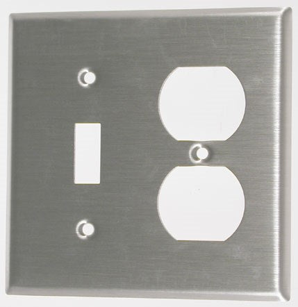 Leviton 004-84005-04 Stainless Steel 2-Gang 1-Toggle & Duplex Receptacle Combination Wallplate