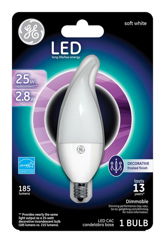 GE CA11 E12 (Candelabra) LED Bulb Soft White 25 Watt Equivalence (Pack of 4)