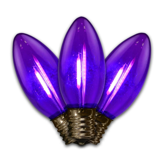 Holiday Bright Lights Smooth Transparent LED C9 Christmas Light Bulbs Purple