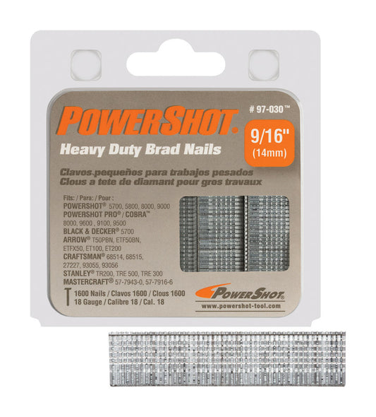 PowerShot  Heavy Duty  18 Ga.  x 9/16 in. L Galvanized  Steel  Brad Nails  1600 pk 0.49 lb.
