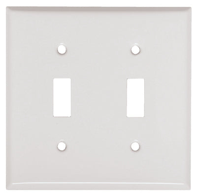 Steel Wall Plate, 2-Gang, 2-Toggle Opening, White (Pack of 25)