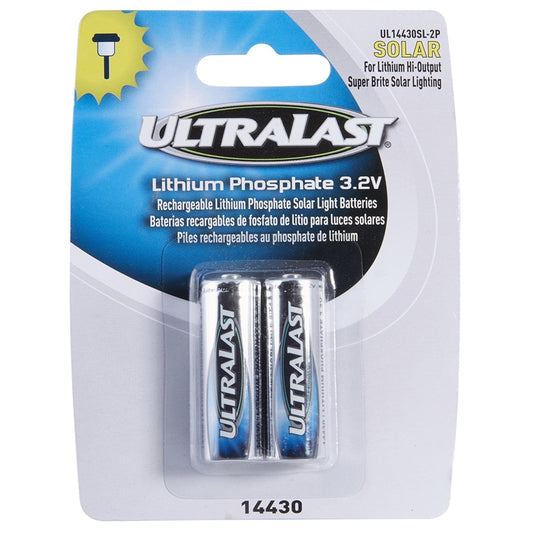 Ultralast Lithium Phosphate 3.2V 400 mAh Solar Powered Rechargeable Battery 14430