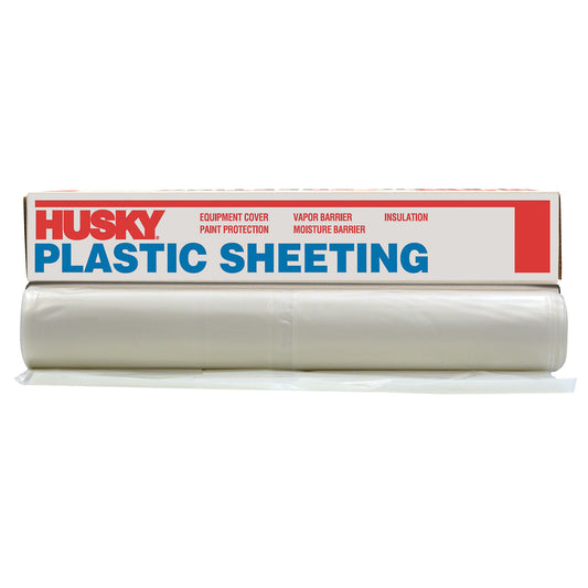 Husky Plastic Sheeting 4 mil T X 20 ft. W X 50 ft. L Polyethylene Clear 1