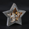 Roman Wooden Star with Deer Scene LED Christmas Decoration Gray Wood 1 pk
