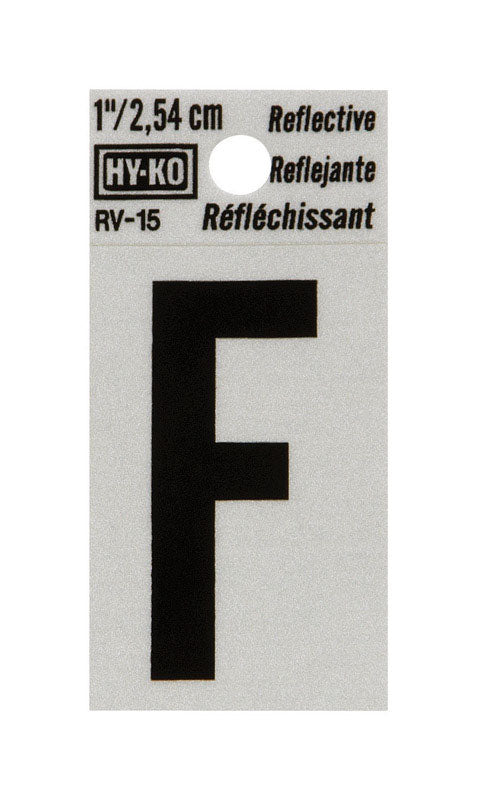 Hy-Ko 1 in. Reflective Black Vinyl Letter F Self-Adhesive 1 pc. (Pack of 10)
