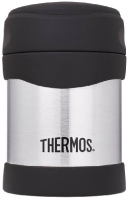 Thermos Black/Silver Stainless Steel Round Vacuum Insulated Food Jar 10 oz.