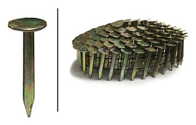 Clavos para techos, bobina electrogalvanizada, 1,25 pulg. x 0,120, 7200 unidades.
