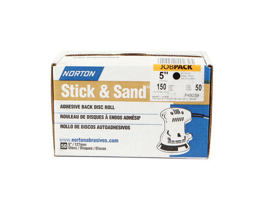 Norton  Stick & Sand  5 in. Aluminum Oxide  Adhesive  Sanding Disc  100 Grit Medium  50 each