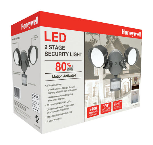 Honeywell  Motion-Sensing  Plug-In  LED  Gray  2 Stage Security Light