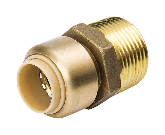 Mueller ProLine 1 in.   Push  T X 3/4 in.   D MPT  Brass Reducing Adapter