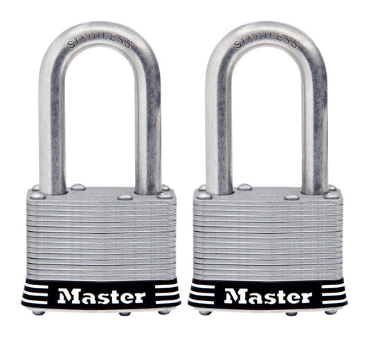 Master Lock  1.75 in. W Stainless Steel  4-Pin Tumbler  Padlock  2 pk Keyed Alike