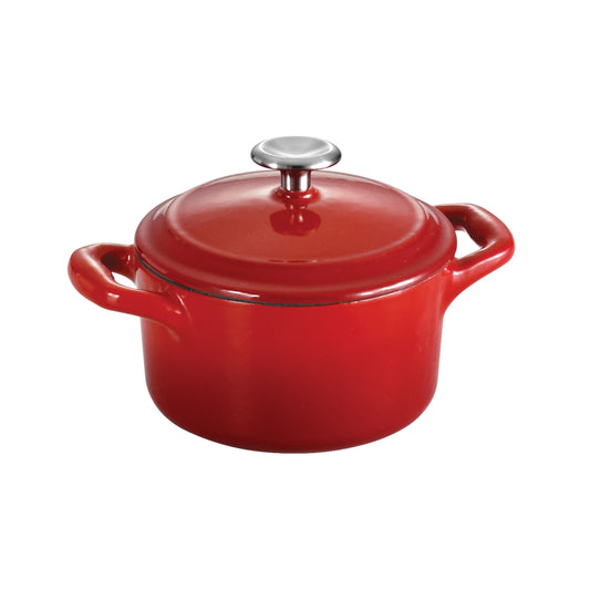 10.5 oz Enameled Cast-Iron Series 1000 Covered Mini Cocotte - Gradated Red