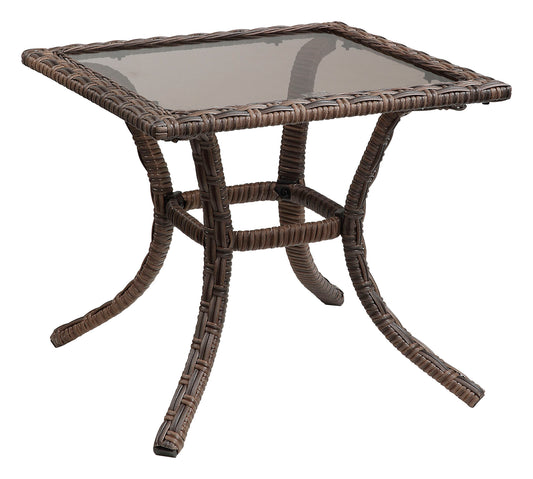 Living Accents 8014611 20.09 X 18.12 Brown Square Glass Top Charleston End Table