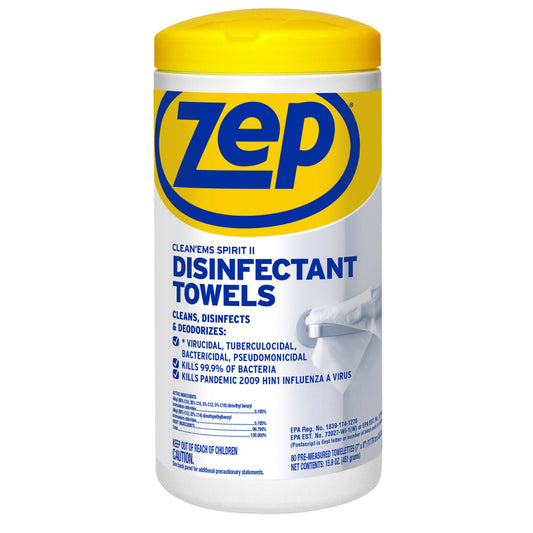 Zep Recycled Fibers Disinfecting Wipes 80 pk (Pack of 6)