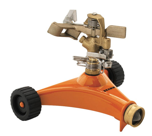 Dramm 10-15032 6" Orange Impulse Sprinkler With Heavy Duty Metal Wheeled Base