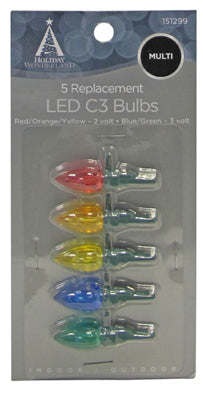 Christmas Lights LED Replacement Bulb, C3, Multi-Color, 5-Pk.