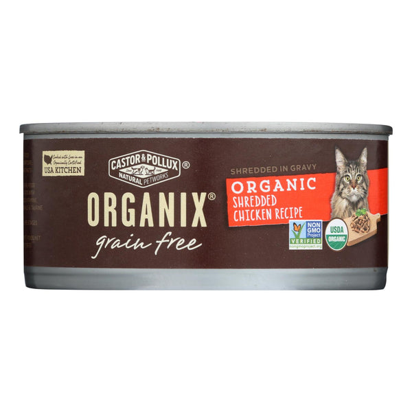 Alimento orgánico para gatos Castor and Pollux, pollo desmenuzado, caja de 24, 5,5 oz (paquete de 24)