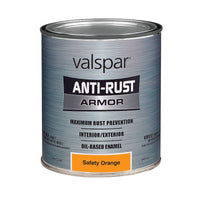 Valspar Anti-Rust Indoor and Outdoor Gloss Safety Orange Oil-Based Enamel Rust Prevention Paint 1 qt