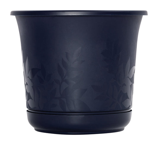 Bloem  7.5 in. H x 8.5 in. Dia. Resin  Freesia Etched  Planter  Deep Sea