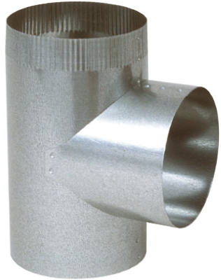 Straight Branch Tee, Galvanized, 26 Gauge, 3 x 3 x 3-In.