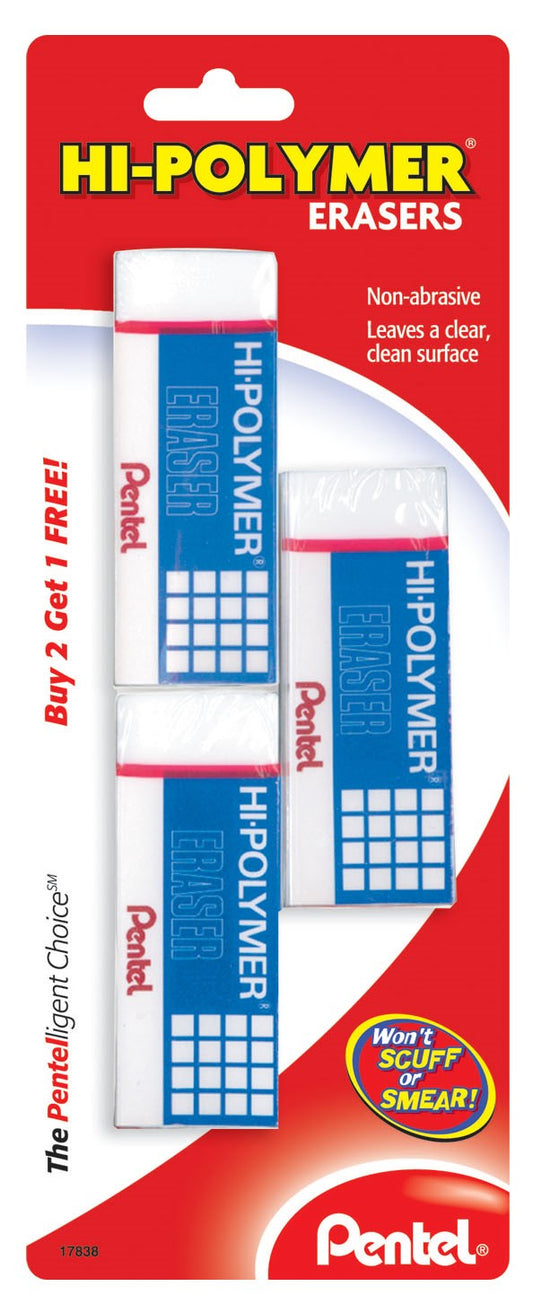 Pentel Zeh10Bp2F Hi-Polymer® Eraser (Pack of 6)