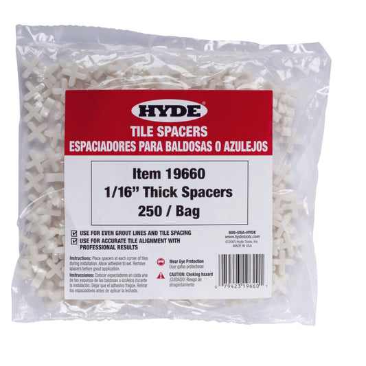 Hyde 1/16 in. H Plastic Tile Spacer 250 pk (Pack of 6)