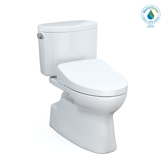 TOTO® WASHLET+® Vespin® II Two-Piece Elongated 1.28 GPF Toilet and WASHLET+® S550e Contemporary Bidet Seat, Cotton White - MW4743056CEFG#01