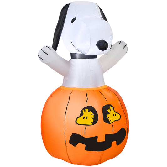 Gemmy LED Prelit Peanuts Snoopy and Woodstock in Pumpkin Inflatable