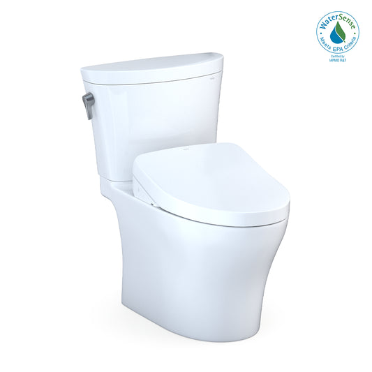 TOTO® WASHLET®+ Aquia IV® 1G® Arc Two-Piece Elongated Dual Flush 1.0 and 0.8 GPF Toilet with Auto Flush S550e Bidet Seat, Cotton White - MW4483056CUMFGA#01