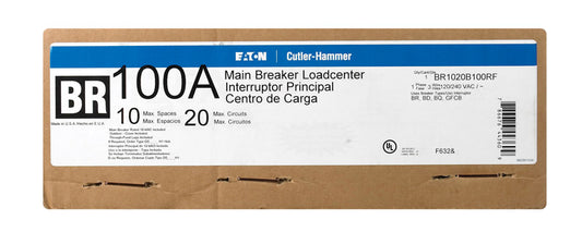 Eaton Cutler-Hammer 100 amps 240 V 10 space 20 circuits Flush Mount Main Breaker Load Center