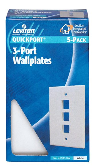 Leviton C32-41080-3WP White 1-Gang QuickPort® 3-Port Wallplate
