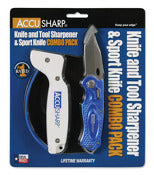 AccuSharp 041C Knife/Tool Sharpener And Folding Sport Knife 2 Piece Combo