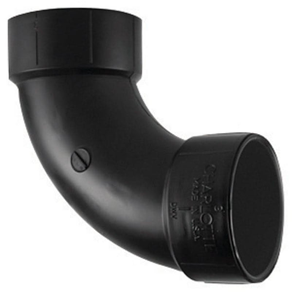 Charlotte Pipe  3 in. Hub   x 3 in. Dia. Hub  ABS  90 Degree Elbow