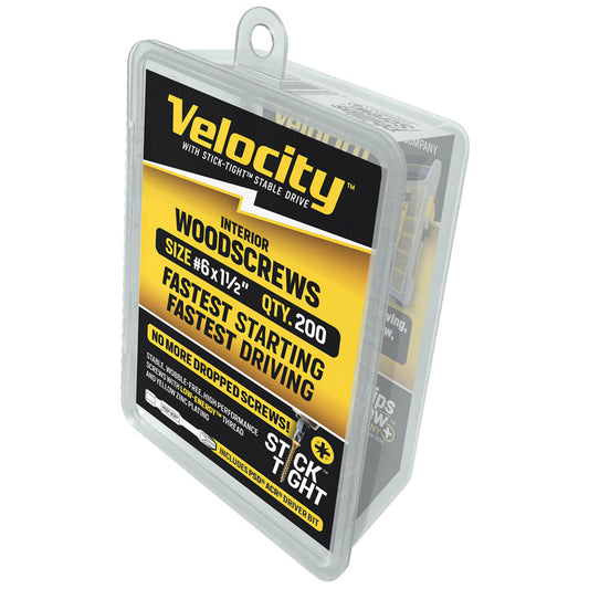 Velocity Stick Tight No. 6 X 1-1/2 in. L Phillips/Square Yellow Zinc-Plated Wood Screws 200 pk