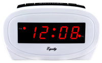 Alarm Clock, White, 0.6-In. Red LED Display