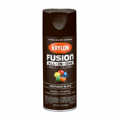 Pintura en aerosol + imprimación todo en uno Fusion, negro texturizado, 12 oz.