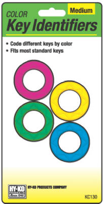 Hy-Ko Key Identifiers Stretches To Fit Key Head Rubber Asst Colors Carded (Pack of 5)