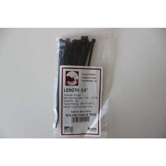 Black Point Products 5.8 in. L Black Cable Tie 25 pk