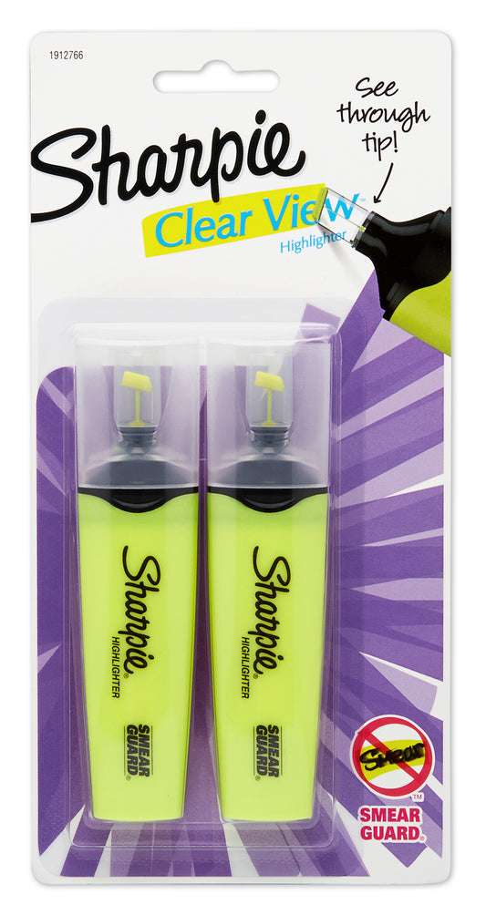 Sharpie 1912766 Yellow Clear View Highlighter 2 Count