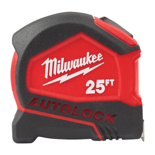 Milwaukee  25 ft. L x 1.88 in. W Compact  Auto Lock Tape Measure  Red  1 pk