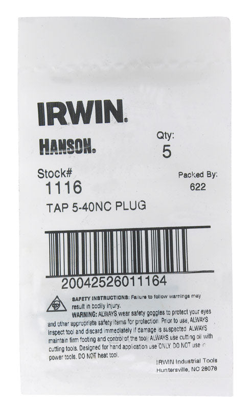 Irwin Hanson High Carbon Steel SAE Plug Tap 5-40NC 5 pc. (Pack of 5)