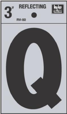 Hy-Ko 3 in. Reflective Black Vinyl Letter Q Self-Adhesive 1 pc. (Pack of 10)