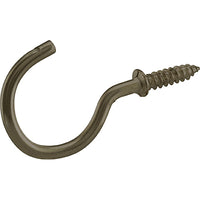 Cup Hooks, Antique Brass, 1-25-In., 3-Pk. (Pack of 4)